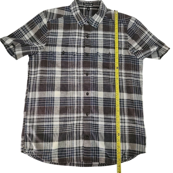 TOAD & CO Hookline Short Sleeve Shirt Plaid Shirt brown beige navy size m - Picture 8 of 10